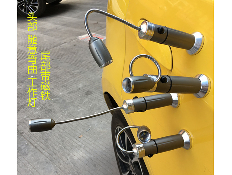 Cross-border bestseller barbecue light, focusing type with magnet led hose maintenance work light, strong light direct charging flashlight pic 1