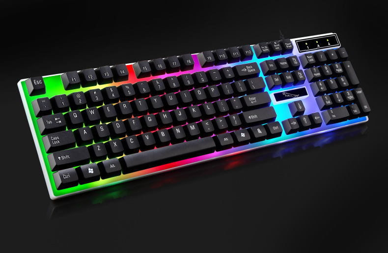 Cross-border keyboard Chasing Light Leopard G21 wired usb gaming Mechanical feel seven-color luminous laptop keyboard KB pic 7