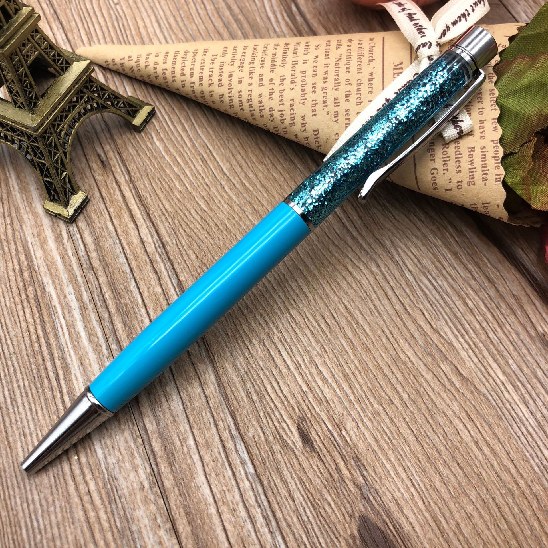 Sand gold powder in oil pens, crystal pens, metal pens, empty tube pens, in-stock gifts, advertising pens, ballpoint pens pic 6