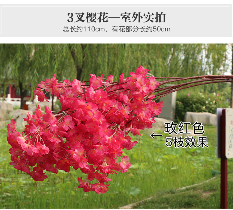 Artificial flowers, artificial cherry blossom branches with 4 branches and 3 forks, pear blossoms, peach blossoms, cherry blossom branches, wedding decoration artificial flowers, plastic flowers pic 21