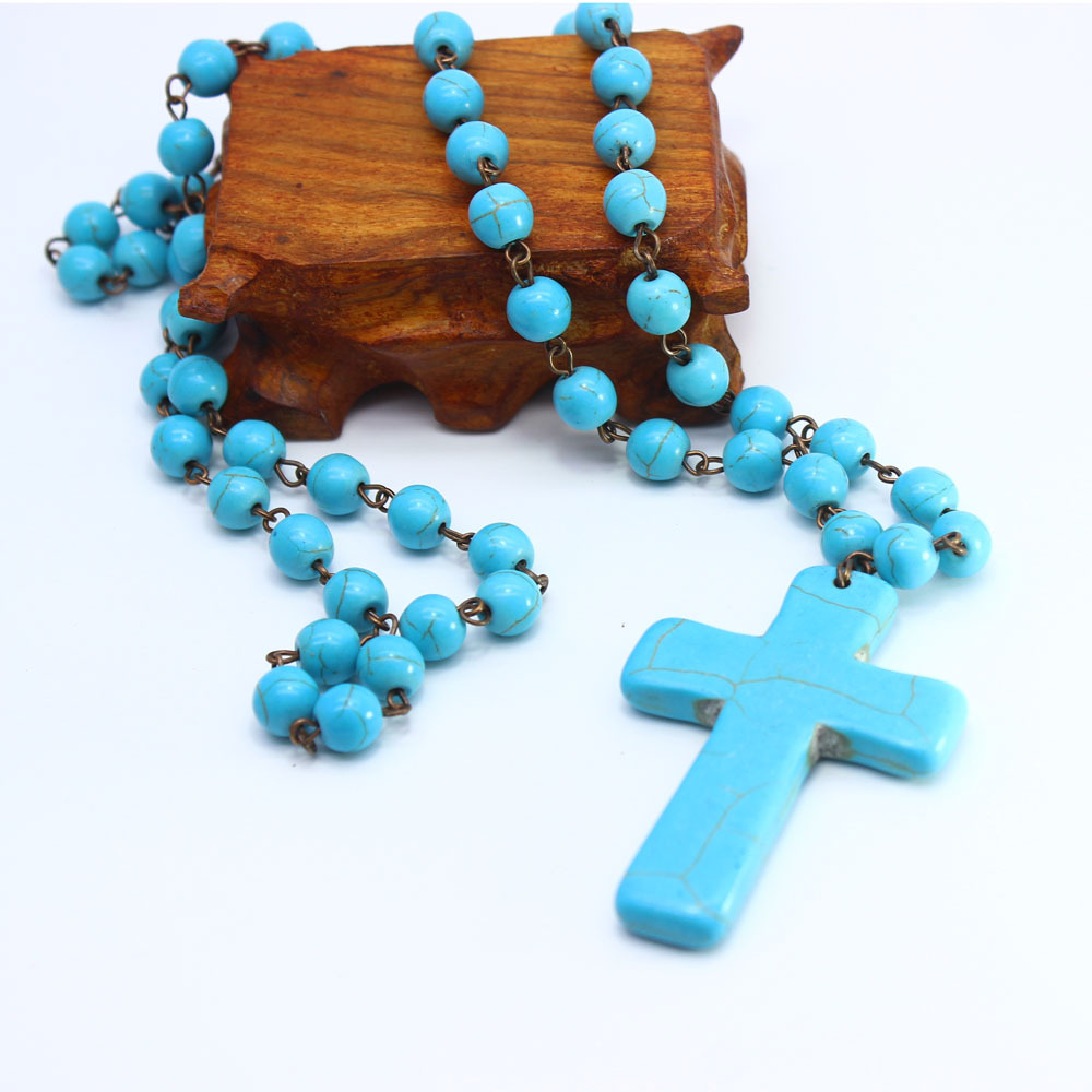 Wholesale of cross pendant necklaces, sweater chains, turquoise beads and curved needles pic 3