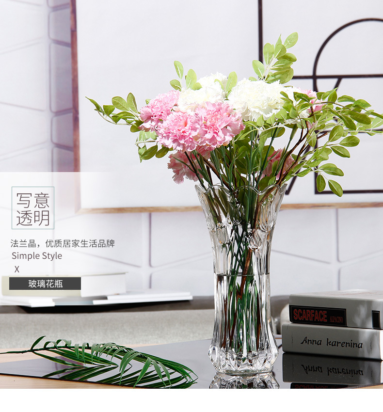 高级感玻璃透明欧式花瓶简约机压花瓶批发客厅摆件现货花瓶玻璃详情1