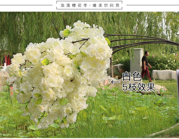 Artificial flowers, artificial cherry blossom branches with 4 branches and 3 forks, pear blossoms, peach blossoms, cherry blossom branches, wedding decoration artificial flowers, plastic flowers pic 16