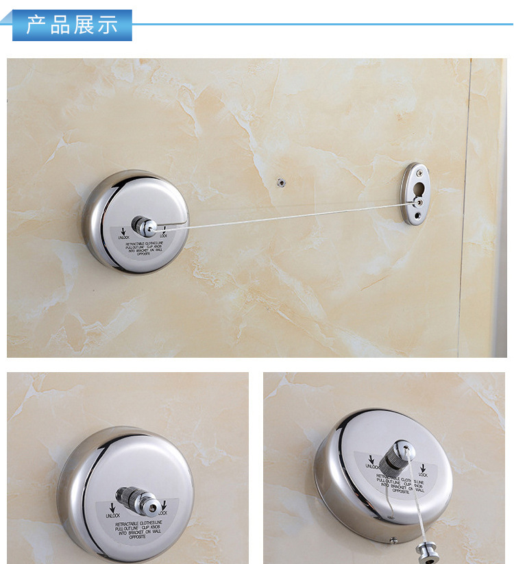 Household hotel and guesthouse wall-mounted clothes drying rope, retractable concealed clothes drying rope, indoor balcony stainless steel clothes drying rope pic 20