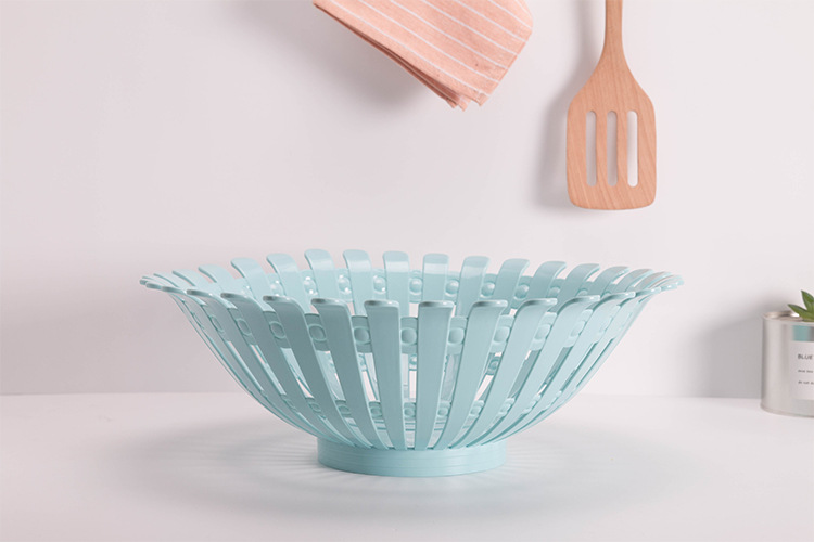 New Nordic plastic hollowed-out draining vegetable and fruit washing basket, round living room snack storage basket pic 12