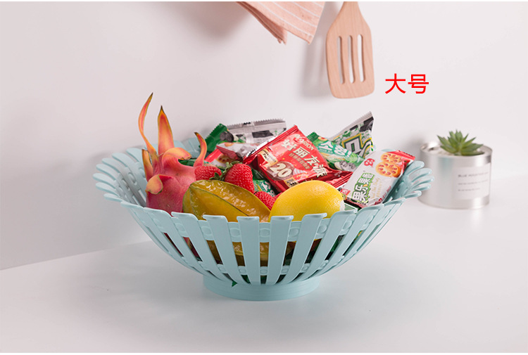 New Nordic plastic hollowed-out draining vegetable and fruit washing basket, round living room snack storage basket pic 7
