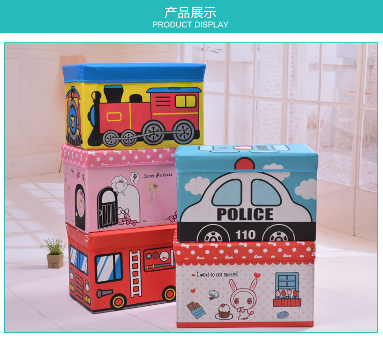 Cross-border best-selling cartoon storage stools, folding storage stools, household daily necessities, large storage boxes, wholesale from manufacturers pic 10