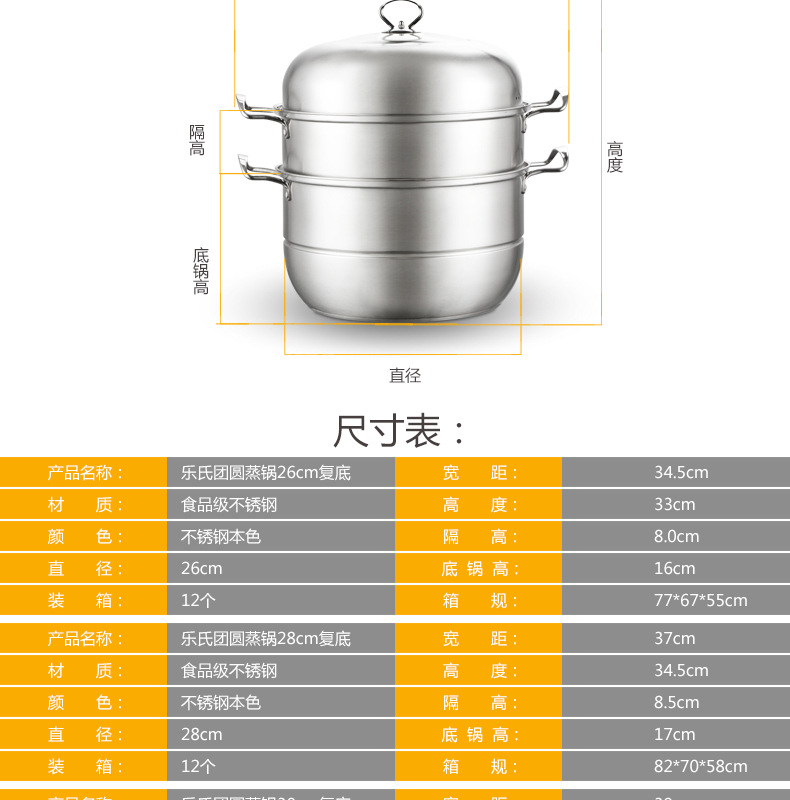 新款厨房用品韩式不锈钢蒸锅加厚复底三层蒸锅无涂层多用汤蒸锅详情21
