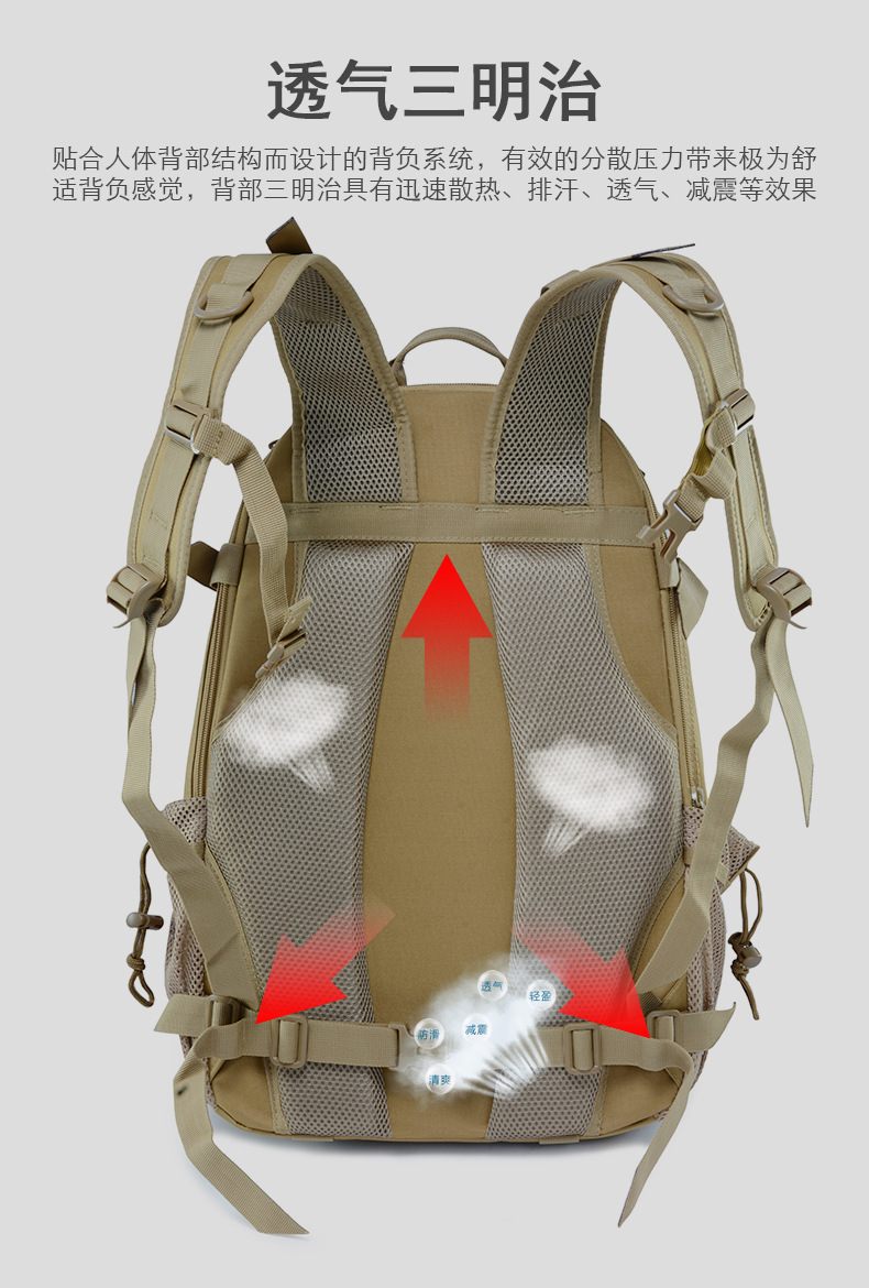 Yitu Leisure Travel Waterproof Camouflage Backpack for Men, large-capacity sports outdoor Tactical Badminton backpack pic 8