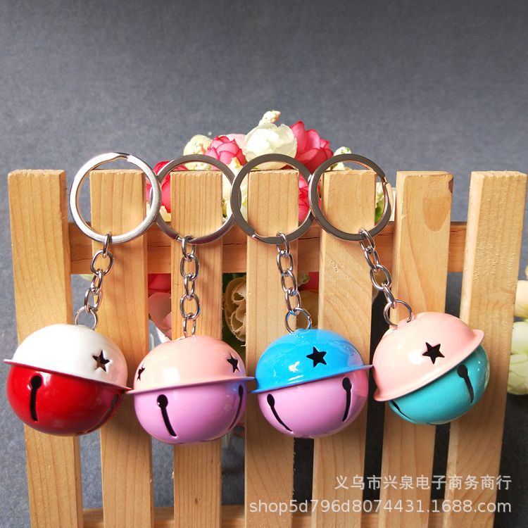 【 Zone 1-5 】 Big bell keychain 100/ pack 2000/ box Big bell key Pendant Metal Colored Bell keychain Keychain wholesale One yuan store pic 1
