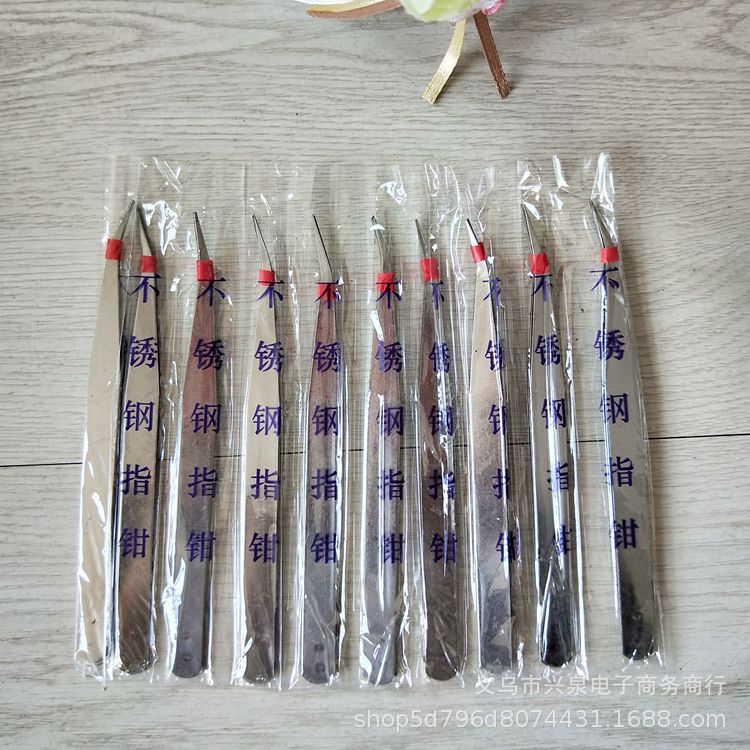 【1-10区】小号镊子100/捆 镊子 金属镊子 弯头直头镊子 五金用具 一元两元地摊货源详情2