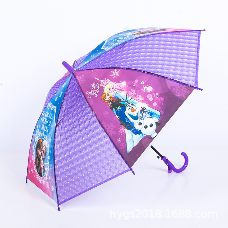 Factory wholesale of fresh and clean black vinyl anti-drip automatic long-handled straight pole cartoon umbrellas to protect against heavy rain pic 15