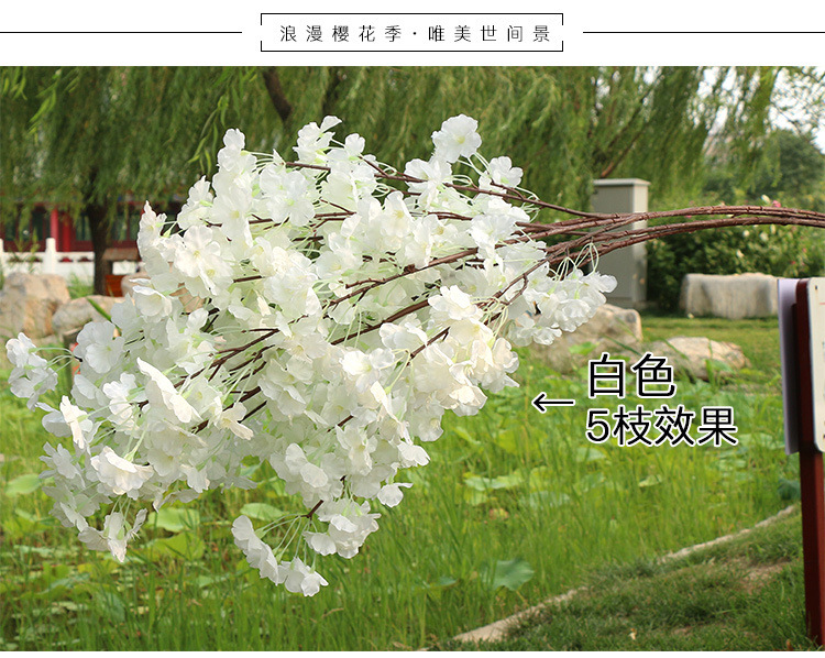 Artificial flowers, artificial cherry blossom branches with 4 branches and 3 forks, pear blossoms, peach blossoms, cherry blossom branches, wedding decoration artificial flowers, plastic flowers pic 23