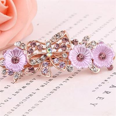 Korean retro crystal hair clip accessories, alloy rhinestone inlaid spring clip, elegant top clip headwear manufacturer wholesale pic 8