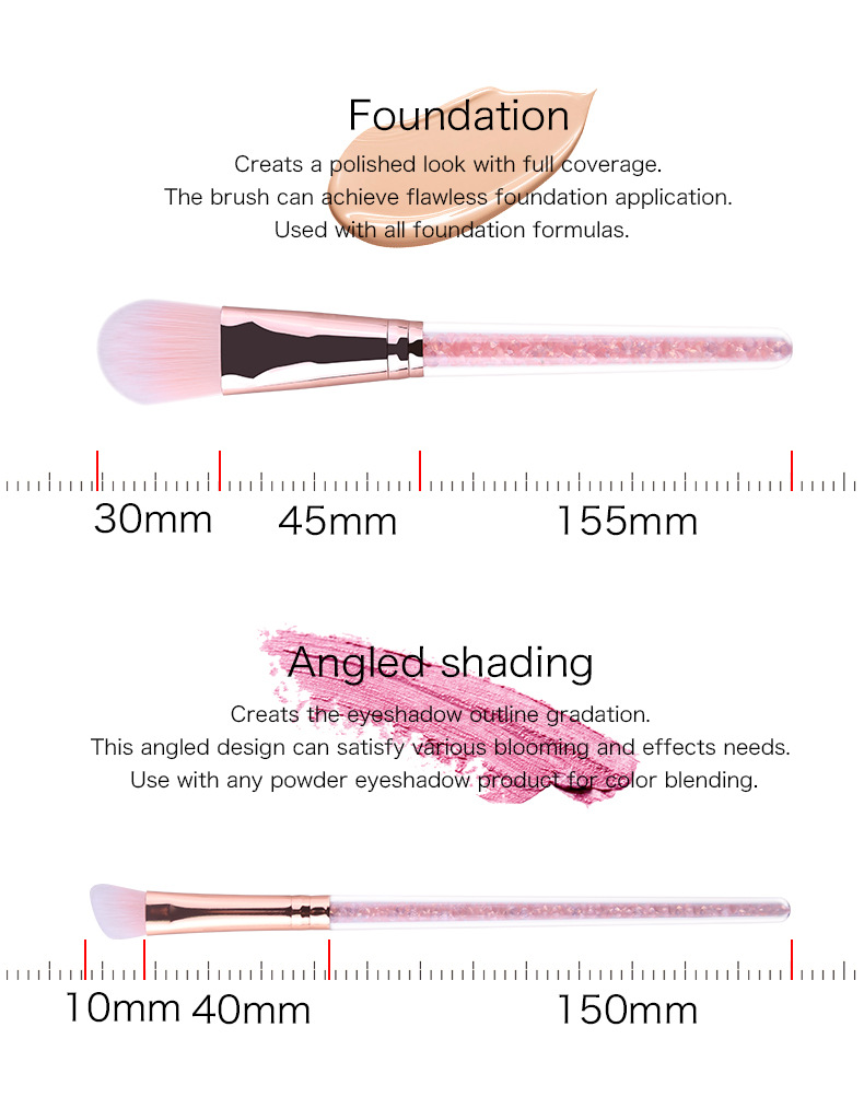 ZOREYA腮红眼影刷套装粉色水晶收纳包化妆工具美容护肤彩妆化妆刷子粉底刷组合详情24