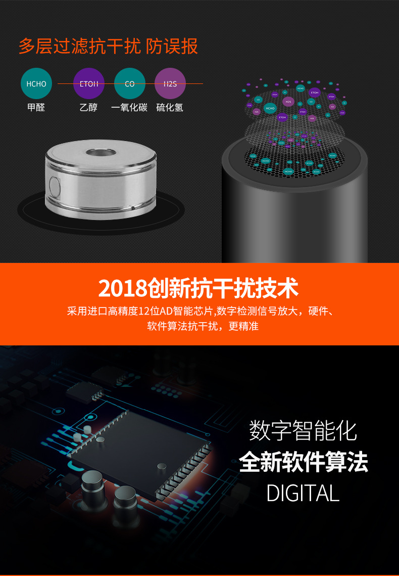 自由光甲醛自测仪家用雾霾TVOC室内家用空气质量测试仪甲醛自测盒详情7