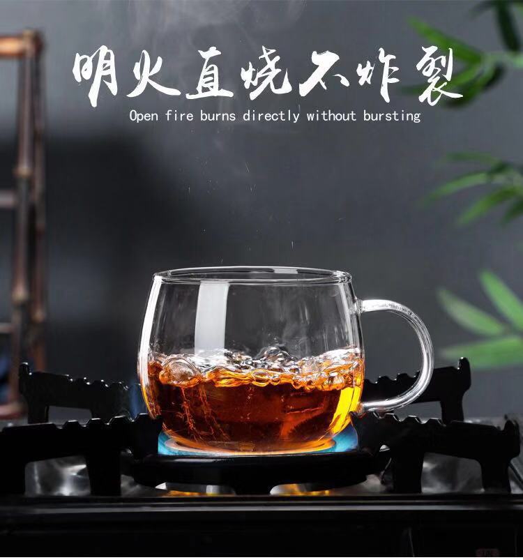 Factory wholesale of glass small tea cups, tea tasting cups, magnolia cups, heat-resistant Gongfu tea cups, thickened small tea cups with handles pic 2