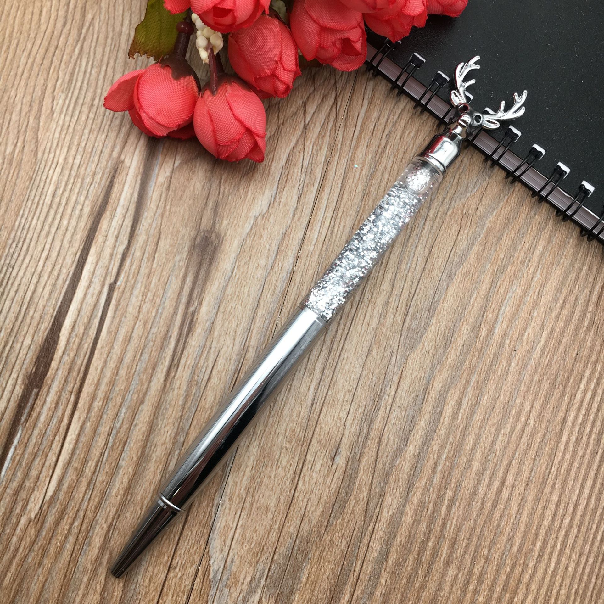 New five-pointed star ink pen, metal ballpoint pen, student pen, diy gold powder ballpoint pen pic 14