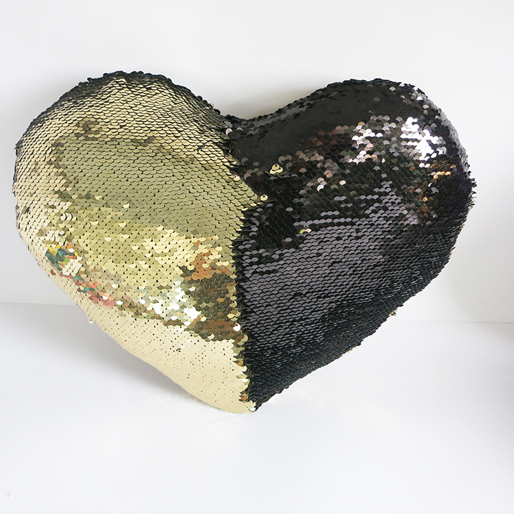 Double-sided flip-top heart-shaped sequined throw pillow, wedding sequin embroidery cushion, cross-border DTY positioning, AB side decorative throw pillow quilt pic 24