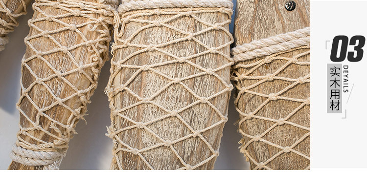 地中海创意复古做旧壁挂饰品乡村年年有鱼木质仿古雕刻小鱼串大号详情14