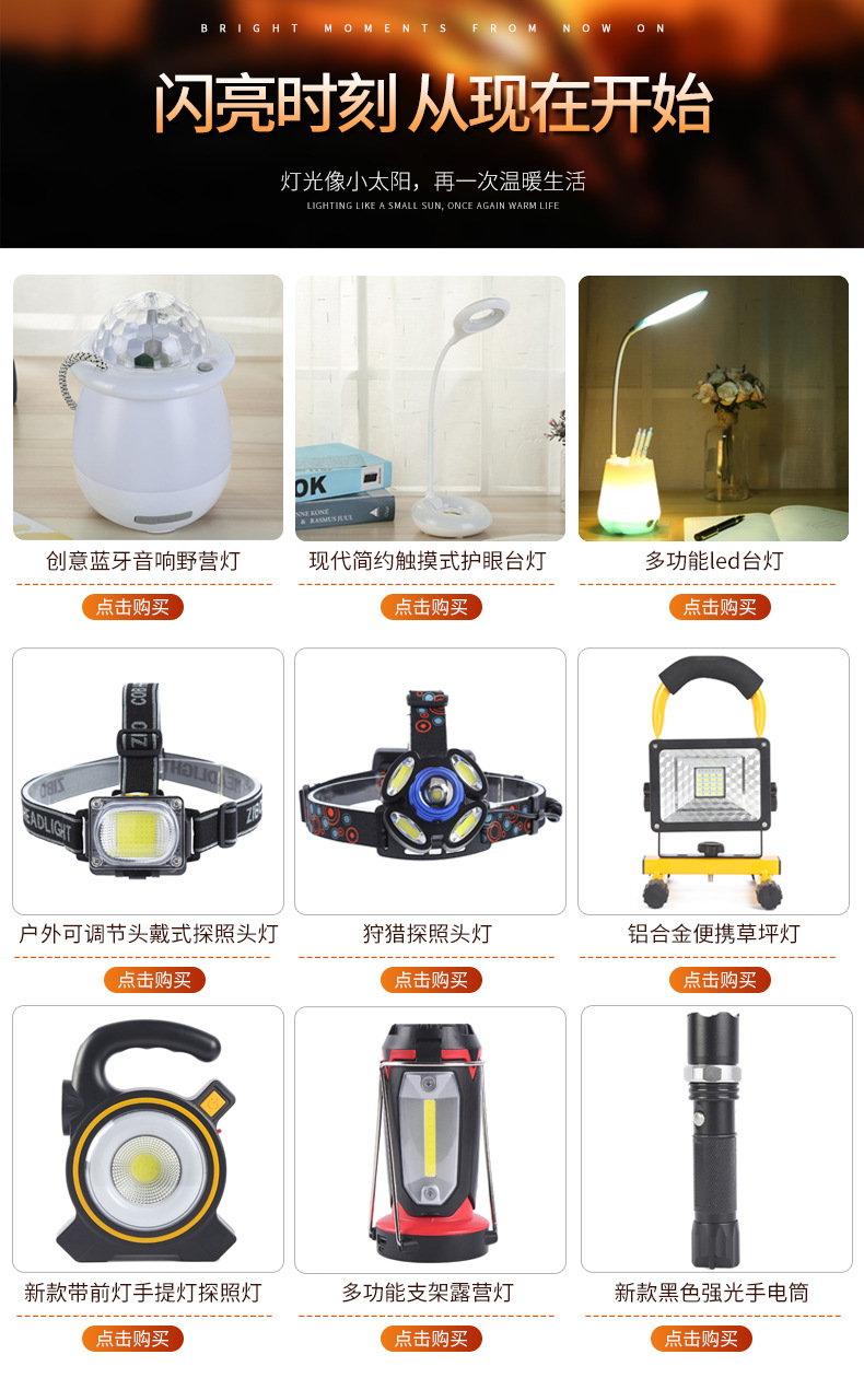 9936手握迷你手电筒 吊挂夜行灯 充电式户外应急灯详情1