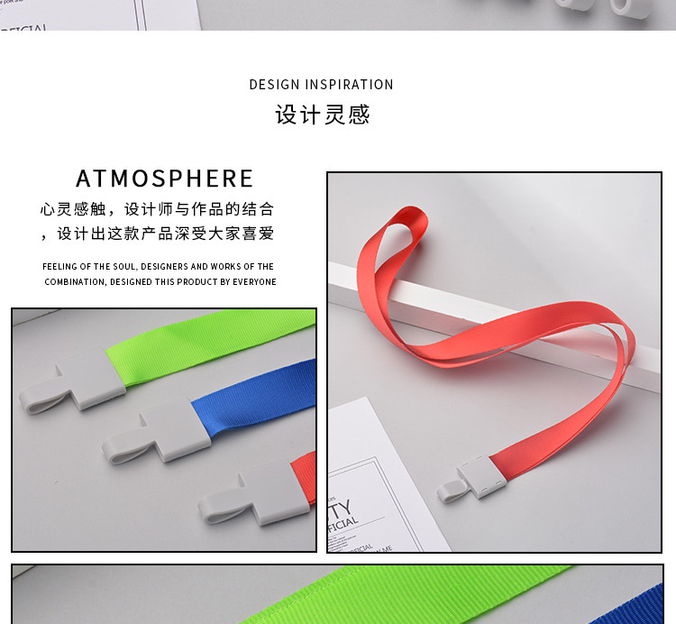 2.0cm one-piece grey buckle rope, ID card hanging rope, brand rope, work ID card hanging rope can be printed with logo pic 13