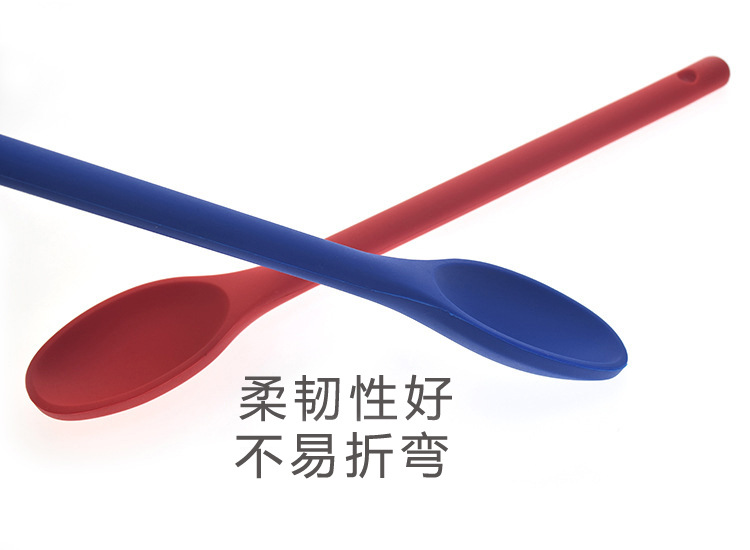 In-stock kitchen tools, solid color, extended handle, large silicone salad, denser silicone spoon, large and denser pic 7
