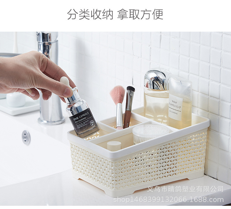 Imitation rattan weaving storage box, cosmetics and skin care products desktop storage box, living room stationery creative storage box, pen holder pic 3