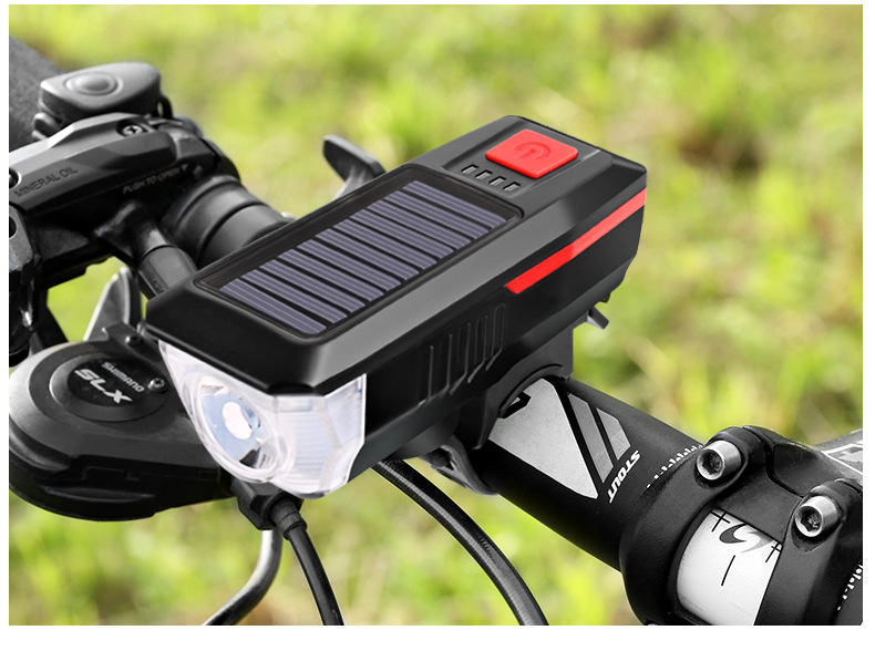 Bicycle headlights, solar horn lights, USB charging headlights, strong flashlight for bicycles, cross-border cycling equipment pic 24