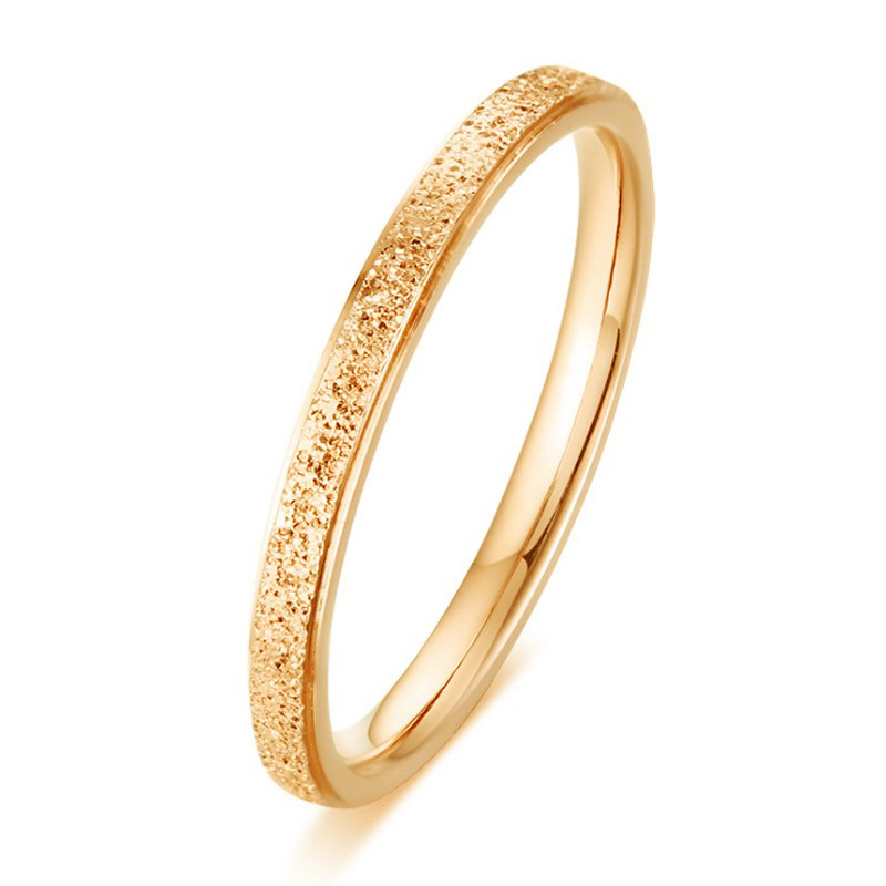 欧美跨境不锈钢饰品玫瑰金色2/4/6/8mm磨砂钛钢戒指男女小众厂家详情12