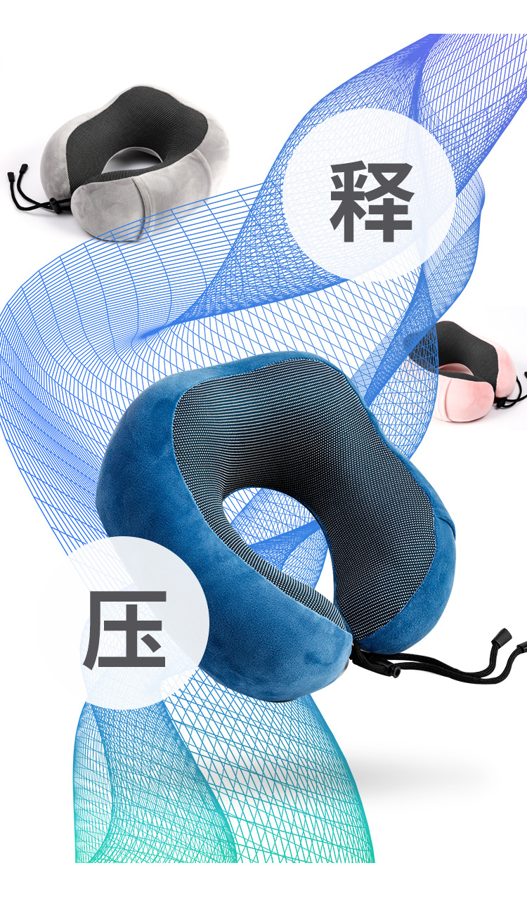 Amazon gifts can be stored. Travel airplane pillow, cervical U-shaped pillow, memory foam U-shaped neck pillow, office sleeping pillow pic 5