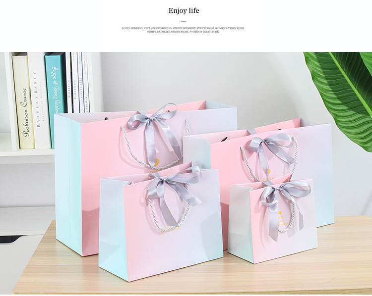 New InS-style packaging bags, gradient gift bags, clothing store handbags, paper bags with logo printing, gift bags pic 5
