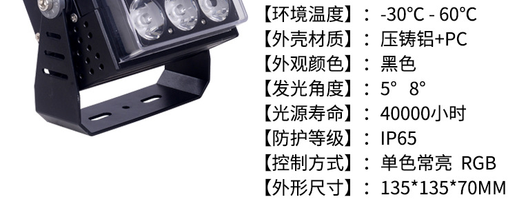 LED射灯户外照明一束光投射灯10W30瓦窄光灯强光远射程聚光投光灯详情17