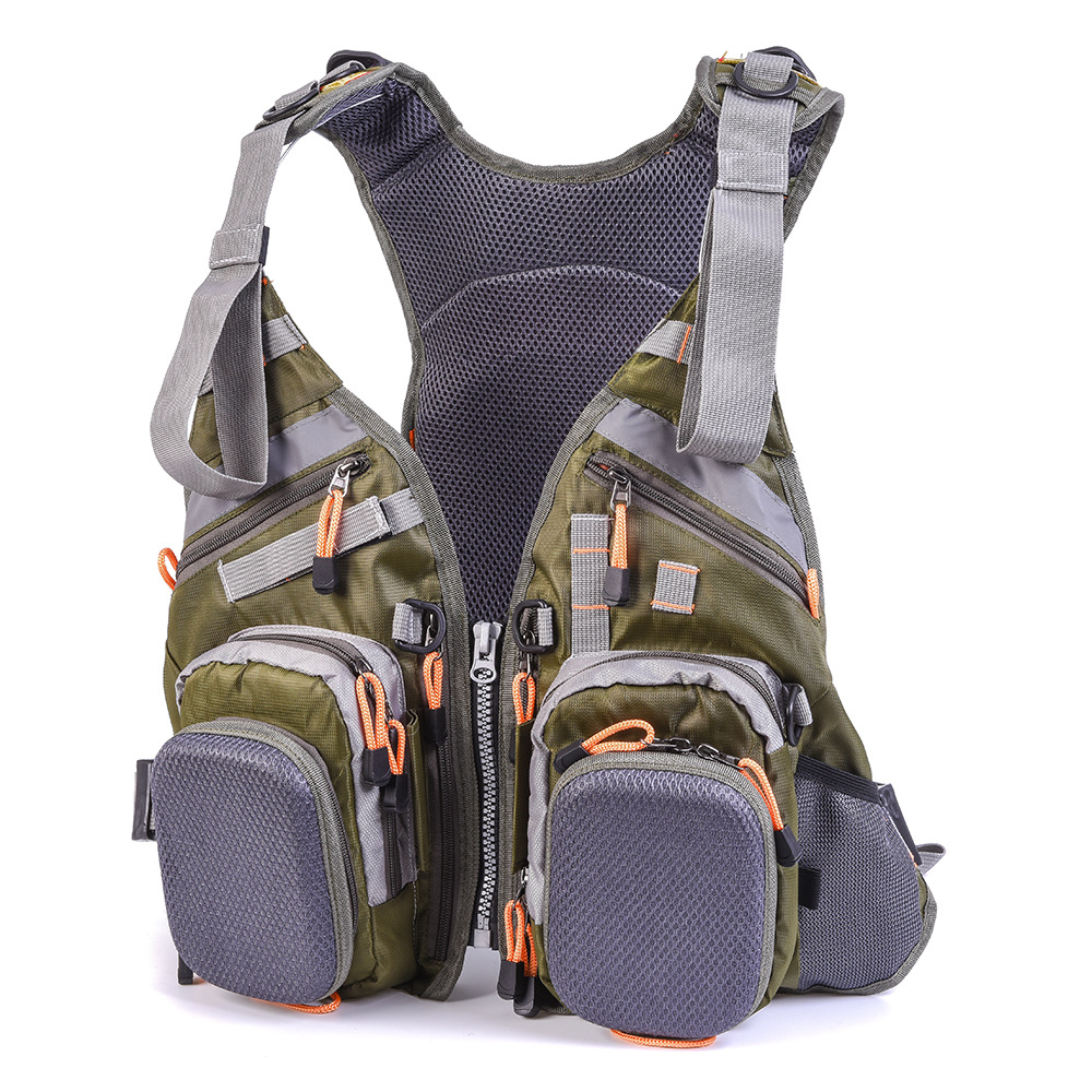 Fishing vest + life jacket + backpack, multi-functional life jacket, fly fishing backpack with multiple pockets pic 14