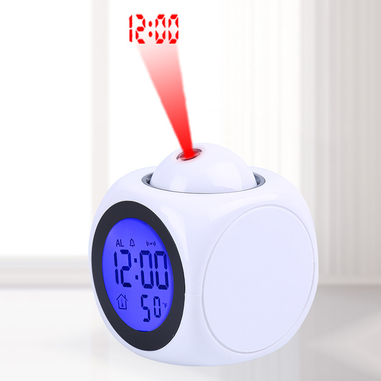 New multi-functional English projection clock, LED light projection alarm clock, voice announcement clock projection clock pic 34