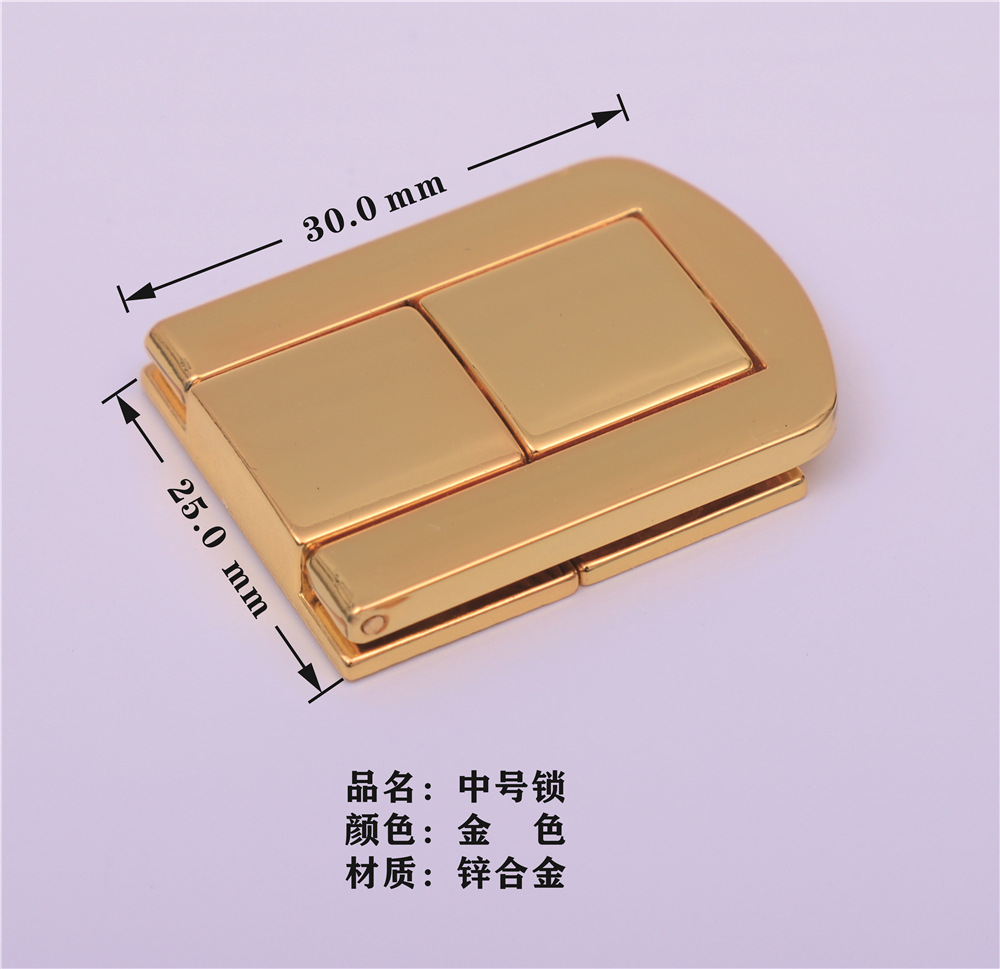 Factory direct sales gift box, lock, zinc alloy lock, packaging box, flat square lock, wooden box accessories, gold and silver pic 3