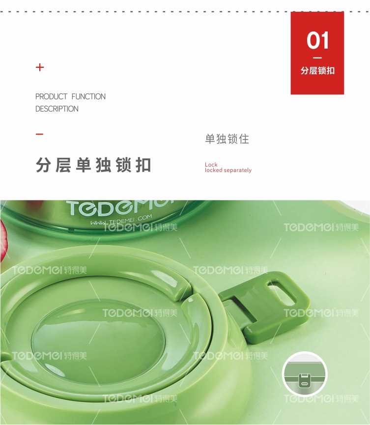 Simple stainless steel lunch box with multiple compartments, portable bento box with lid pic 5