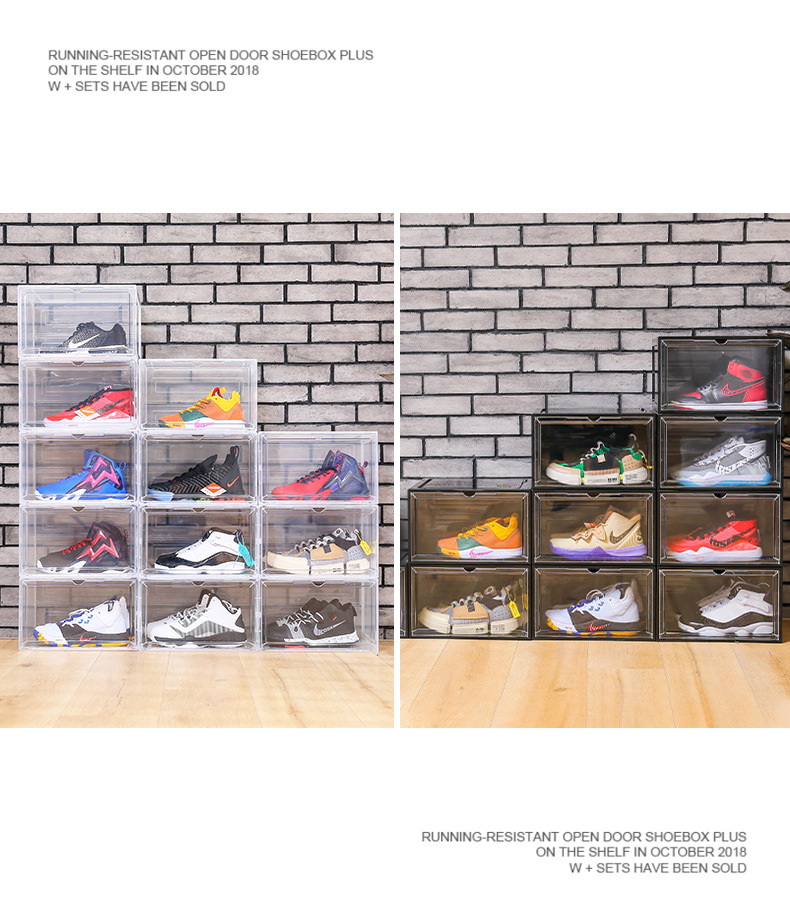 Transparent shoe box, dust-proof shoe cabinet, side-opening magnetic basketball flap storage, shoe rack, large acrylic wholesale storage box pic 23