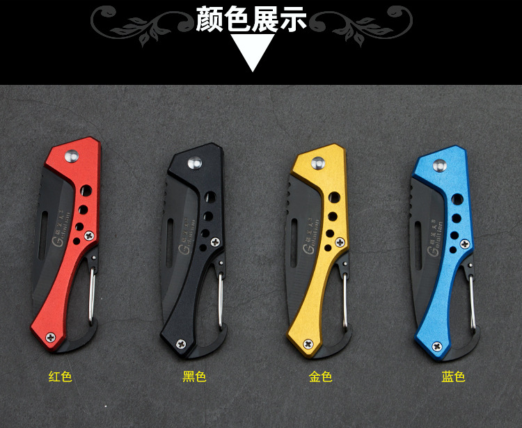 Stainless steel folding knife with keychain, outdoor knife, multi-functional folding knife, edc fruit knife pic 4
