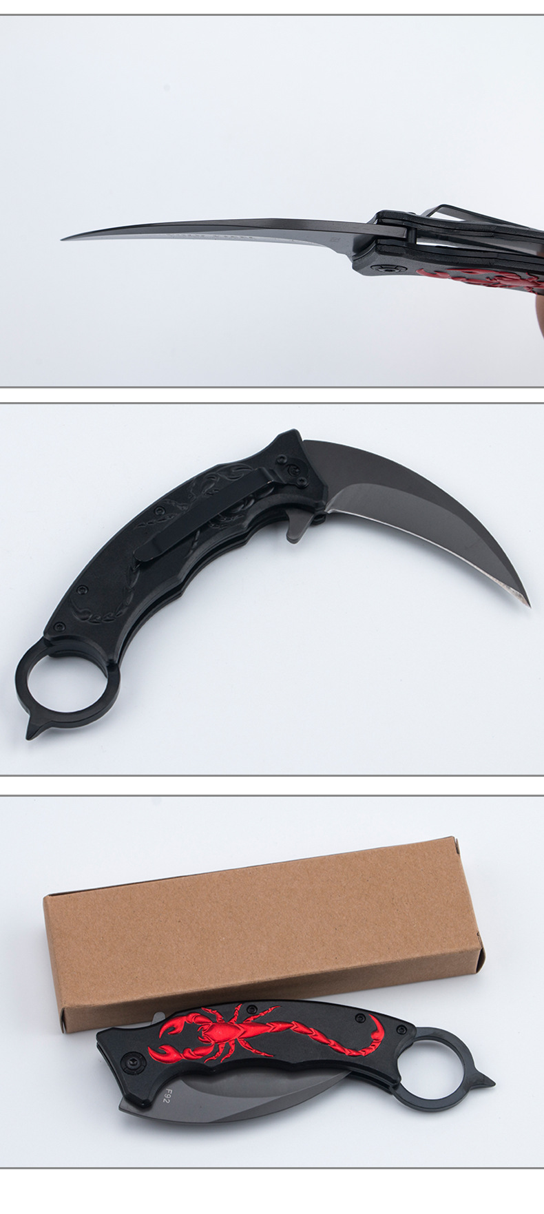 Folding knife, portable outdoor knife, camping survival high-hardness claw knife, multi-functional wilderness survival outdoor knife pic 4