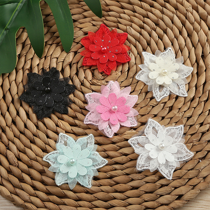 New multi-color three-layer three-dimensional beaded organza flower three-layer organza lace accessory clothing accessories pic 6
