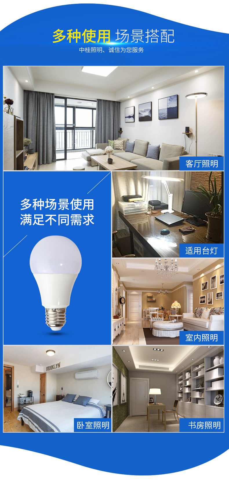 led灯泡家用商用超亮e14E27螺口节能灯泡电灯吊灯护眼无频闪球泡详情14