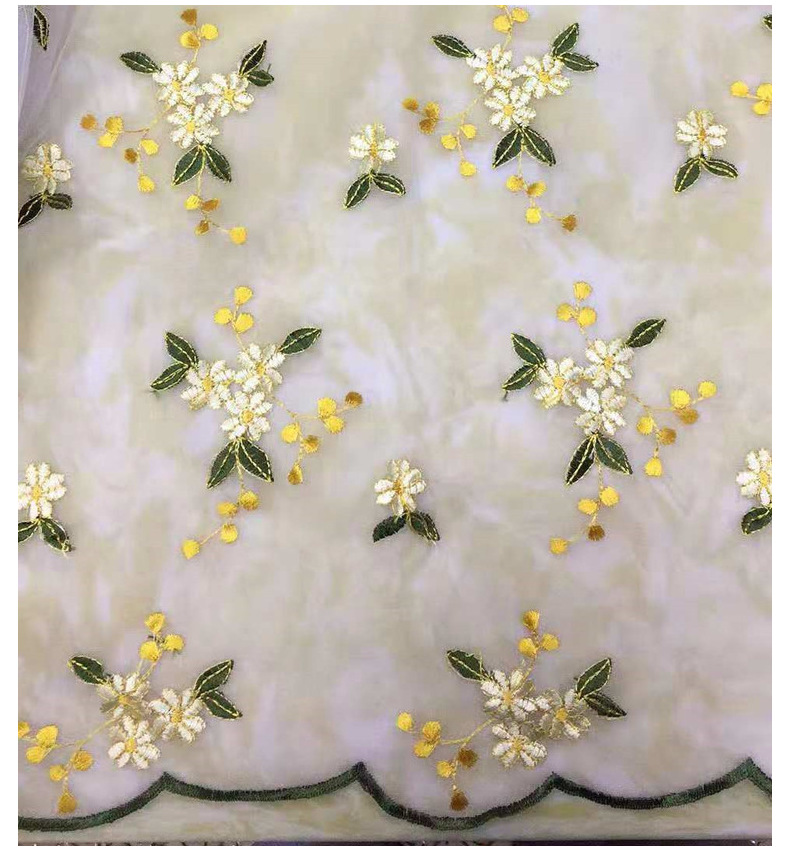 新款网纱绣花面料蕾丝小碎花刺绣布春夏小清新女童装连衣裙面料详情16
