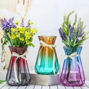 Creative European-style glass vases, transparent hydroponic bottles, flower arrangement vases, living room ornaments, fresh and colorful origami vases pic 21