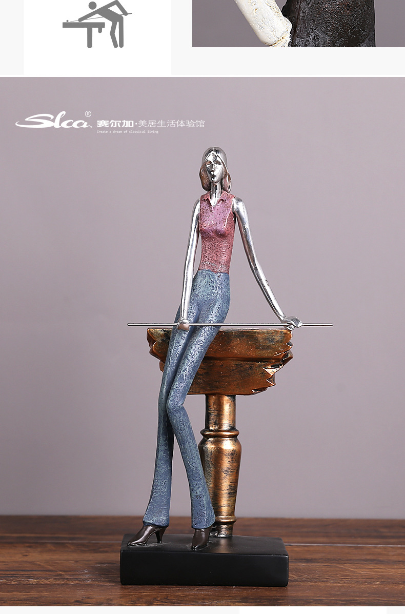 Cross-border delivery of American pool hall character ornaments, club wine cabinets, study rooms, home soft furnishings, resin handicrafts pic 6