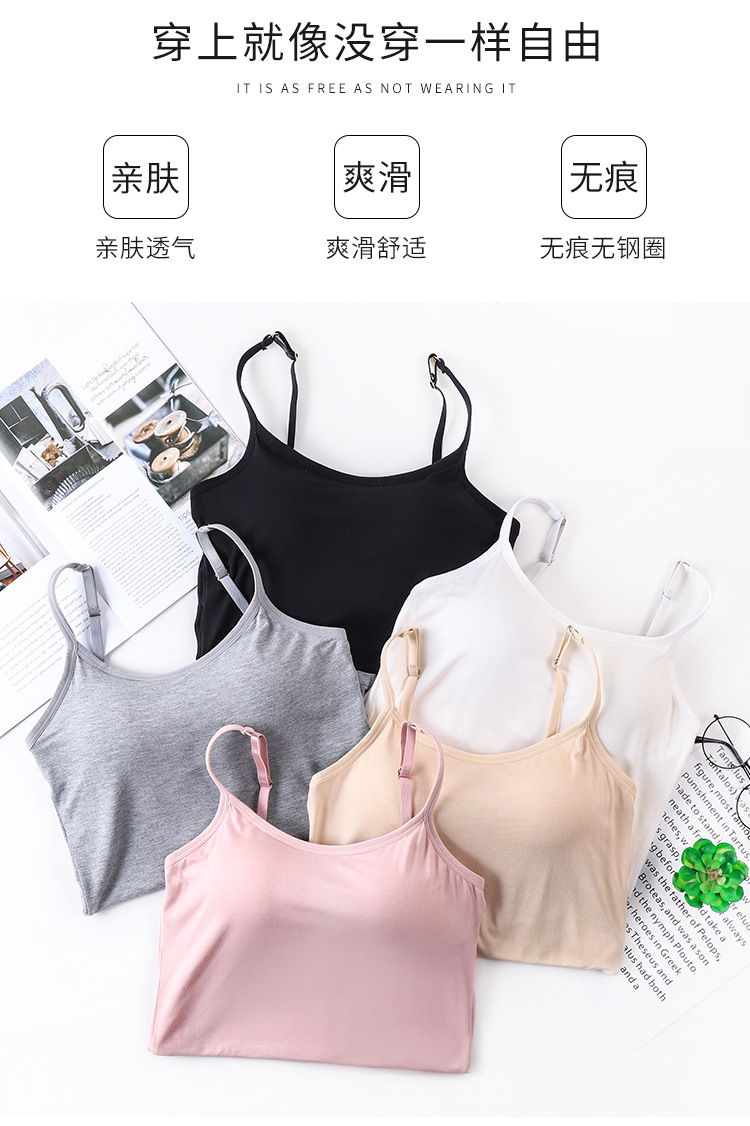 A strapless vest for women, a one-piece sleeveless summer base with a chest pad, and a long top for outerwear pic 5