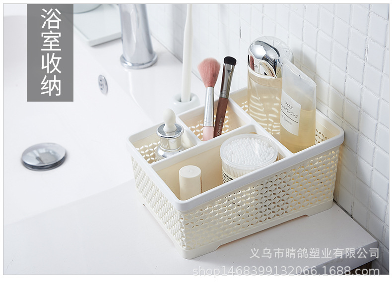 Imitation rattan weaving storage box, cosmetics and skin care products desktop storage box, living room stationery creative storage box, pen holder pic 7
