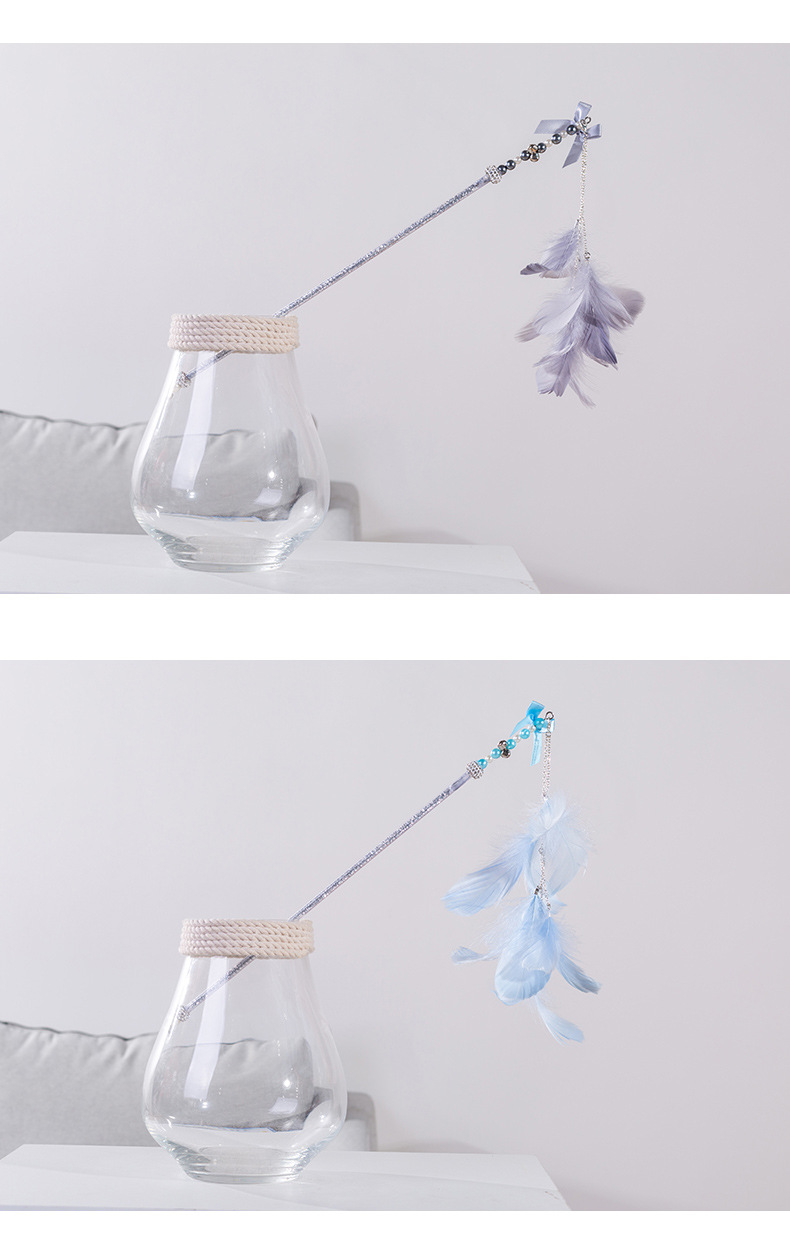 宠物用品可拆卸带铃铛羽毛逗猫棒耐抓耐损猫互动逗猫棒厂家代发详情13