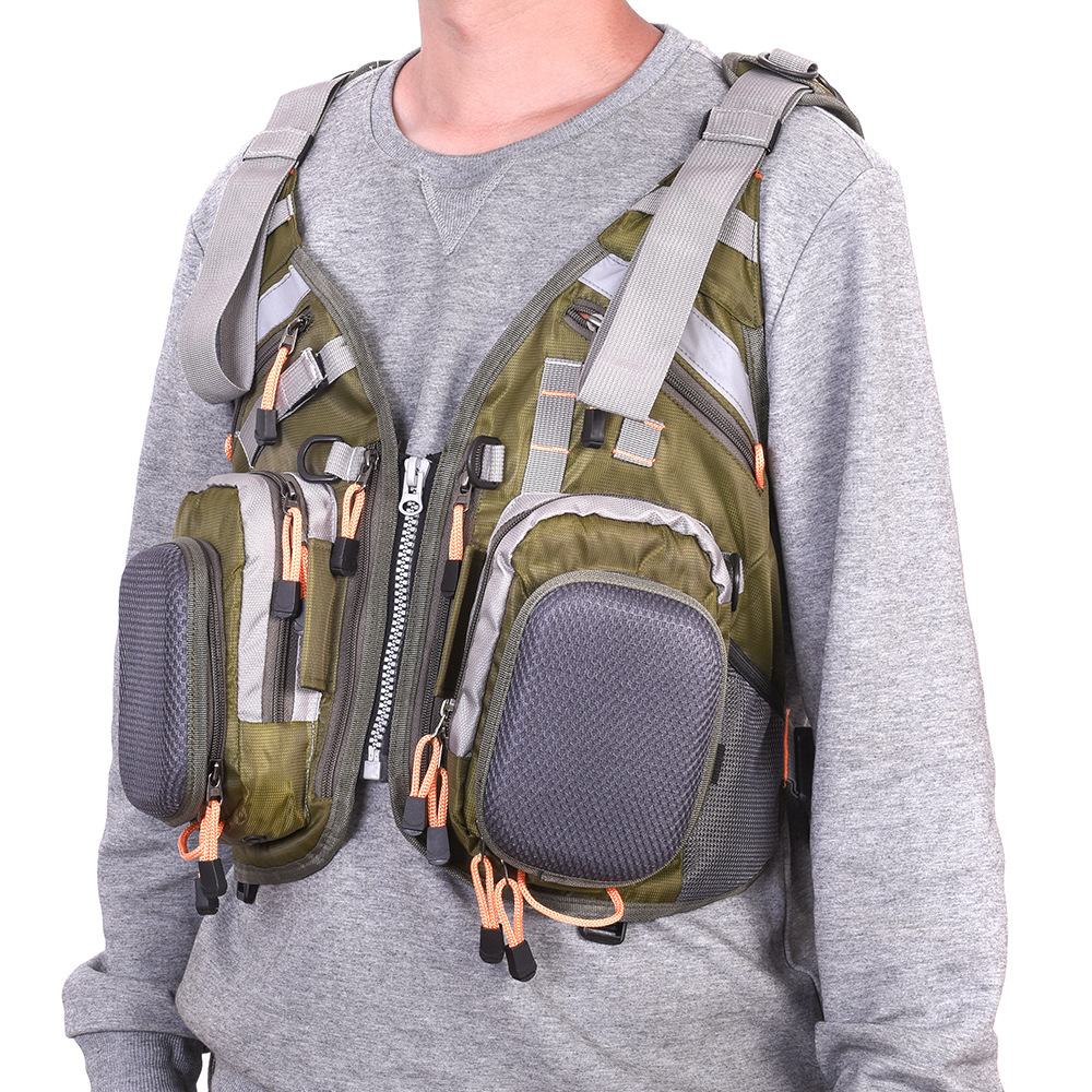 Fishing vest + life jacket + backpack, multi-functional life jacket, fly fishing backpack with multiple pockets pic 8