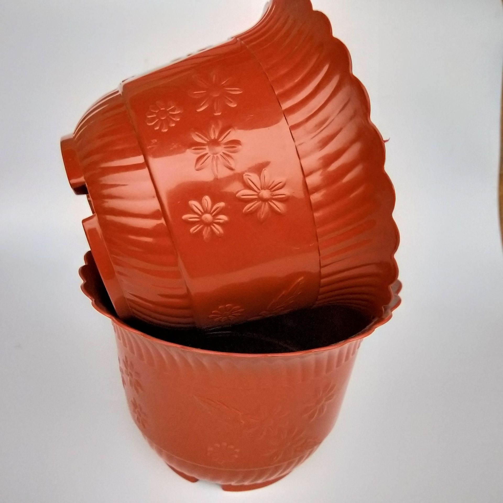 【3-7区】【中花边】红花盆 240/箱2元店大花盆红色花盆花边花盆红色大花盆1元2元批发详情3
